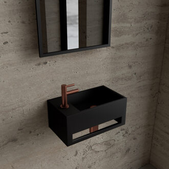 Boss & Wessing Fonteinset BWS Solid Surface Met Handdoekhouder Links Zwart Koper Boss & Wessing