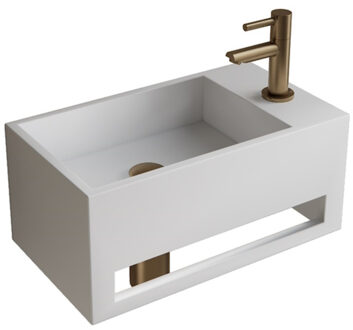 Boss & Wessing Fonteinset BWS Solid Surface Met Handdoekhouder Rechts Mat Wit Goud