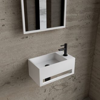 Boss & Wessing Fonteinset BWS Solid Surface Met Handdoekhouder Rechts Mat Wit Mat Zwart