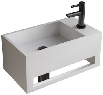 Boss & Wessing Fonteinset BWS Solid Surface Met Handdoekhouder Rechts Wit Gunmetal Boss & Wessing