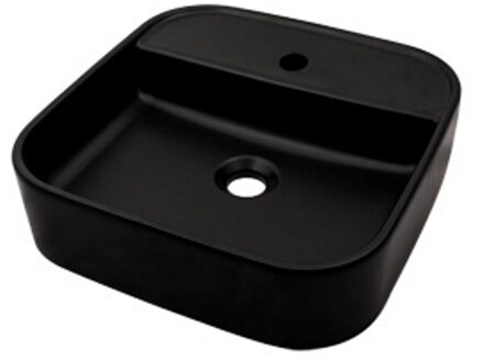 Boss & Wessing Fresno opbouw wastafel 42x42 met kraangat mat zwart