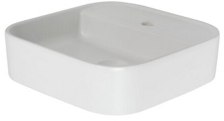 Boss & Wessing Fresno opbouwwastafel 42x42 cm met kraangat matwit