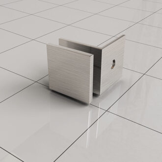 Boss & Wessing Glaskoppeling Set BWS tbv Inloopdouche Profielloos Geborsteld Staal Boss & Wessing