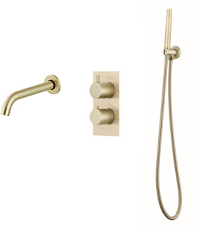 Boss & Wessing Inbouw Badkraan BWS Gold Thermostatisch met Handdoucheset Mat Goud