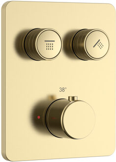 Boss & Wessing Inbouw Douchethermostaat BWS Sensa 2 Weg Met Drukknoppen Geborsteld Goud PVD (incl. inbouwdeel)