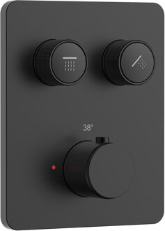 Boss & Wessing Inbouw Douchethermostaat BWS Sensa 2 Weg Met Drukknoppen Geborsteld Mat Zwart PVD (incl. inbouwdeel)