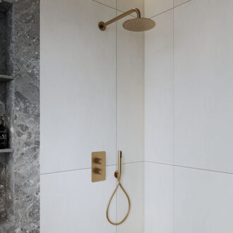 Boss & Wessing Inbouw Regendouche Set | BWS Colorato | Met Handdouche | Wanduitloop | Geborsteld Goud