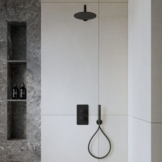 Boss & Wessing Inbouw Regendouche Set | BWS Colorato | met Handdouche | Wanduitloop | Mat Zwart