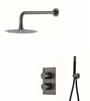 Boss & Wessing Inbouw Regendouche Set BWS Exclusive Pro Wanduitloop Gunmetal 30 cm