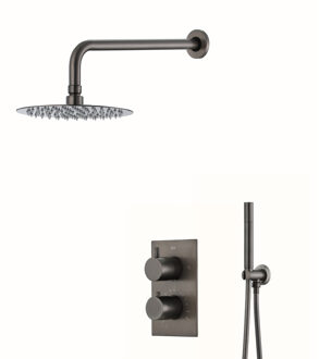 Boss & Wessing Inbouw Regendouche Set BWS Exclusive Wanduitloop Gunmetal 20 cm