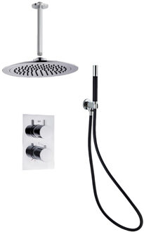 Boss & Wessing Inbouw Regendouche Set BWS Talpa Pro met Plafondarm en Staaf Handdouche 30 cm Chroom