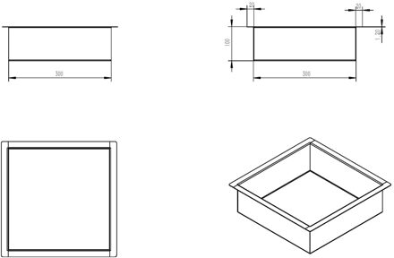 Boss & Wessing Inbouwnis Aquasplash Incorporado 30x30x10 cm Geborsteld Messing Goud Aquasplash