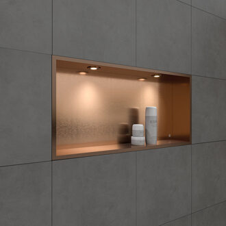 Boss & Wessing Inbouwnis BWS Alfie 30x60 cm Met LED Verlichting Geborsteld Koper Boss & Wessing