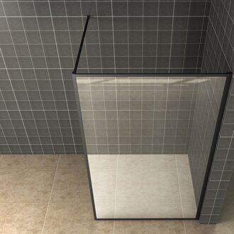 Boss & Wessing Inloopdouche Aqua Splash Vidrios 100x200 cm 10 mm Met Stabilisatiestang NANO Mat Zwart Aqua Splash