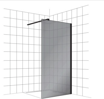 Boss & Wessing Inloopdouche BWS Free Time 140x200 cm Rookglas Timeless Coating Mat Zwart Profiel
