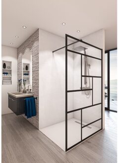 Boss & Wessing Inloopdouche BWS Free Time 140x200 cm Zwart Decor 5 Timeless Coating Mat Zwart Profiel Boss & Wessing