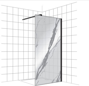 Boss & Wessing Inloopdouche BWS Free Time 90x200 cm Marmer Glas Timeless Coating Mat Zwart Profiel