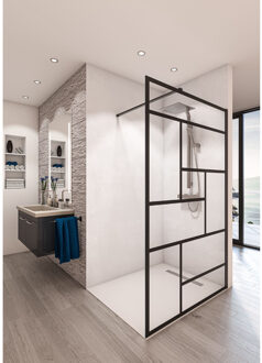 Boss & Wessing Inloopdouche BWS Free Time 90x200 cm Zwart Decor 5 Timeless Coating Mat Zwart Profiel Boss & Wessing