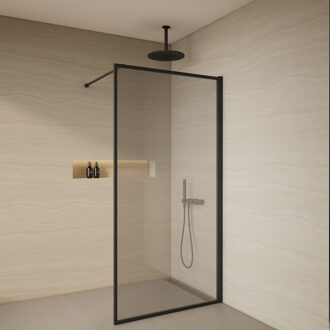 Boss & Wessing Inloopdouche BWS Redo 100x200cm 8 mm Glas Mat Zwart