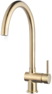 Boss & Wessing Keukenkraan BWS Cemal Mengkraan Hoog Gebogen Uitloop Geborsteld Messing Goud