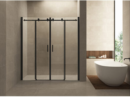 Boss & Wessing Nisdeur BWS Schuifbaar 4-Delig 180x200 cm Mat Zwart