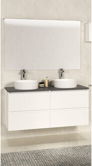 Boss & Wessing Onderkast BWS Badkamermeubel 120 cm Met Zwart Wastafelblad Mat Wit