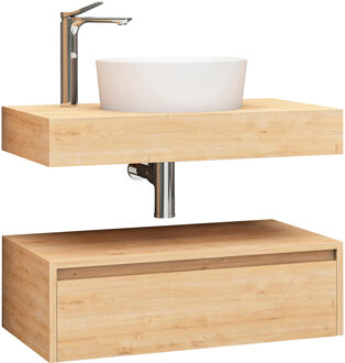 Boss & Wessing Onderkast BWS Lina met Wastafelblad 80x50cm Licht Eiken