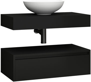 Boss & Wessing Onderkast BWS Lina met Wastafelblad 80x50cm Mat Zwart