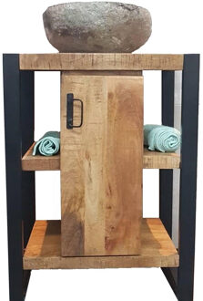 Boss & Wessing Onderkast BWS Mineola Mango Wood 60x40x81cm Met Mat Zwart Metaal Hout