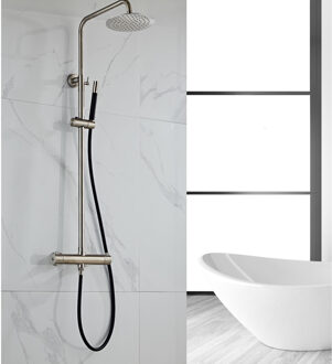 Boss & Wessing Opbouw Regendouche Set BWS Exclusive Pro Thermostatisch Staaf Handdouche RVS 20 cm