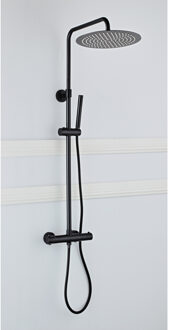 Boss & Wessing Opbouw Regendouche Set BWS Nero 30 cm met Staaf Handdouche Mat Zwart