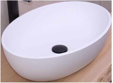 Boss & Wessing Opbouw Waskom BWS Parel 54x38x14 cm Solid Surface Mat Wit