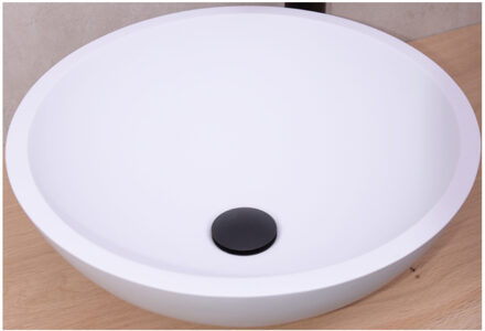 Boss & Wessing Opbouw Waskom Rond BWS New Stone 41x15 cm Solid Surface Mat Wit