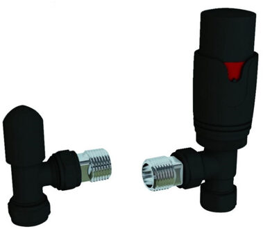 Boss & Wessing Radiator Aansluitset Boss & Wessing Valve 15 mm Met Haakse Aansluiting Mat Zwart Boss & Wessing