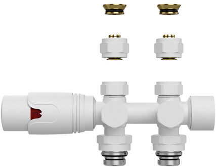 Boss & Wessing Radiatorkraan - 19.8x4.3 - thermostatisch - muur- en vloeraansluting - 1/2MX16/2 M30 - mat wit BLR307 Wit mat