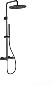 Boss & Wessing Regendoucheset BWS Sensa Cool Touch Thermostatisch 30 cm hoofddouche Mat Zwart PVD