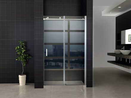 Boss & Wessing Schuifdeur Tweedelig Aqua Splash Hayes 120x200 cm Helder Glas Aluminium Profiel Chroom Aqua Splash