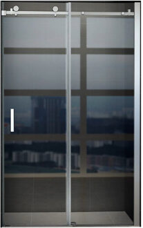 Boss & Wessing Schuifdeur Tweedelig BWS Hayes 140x195 cm Helder Glas Aluminium Profiel Chroom