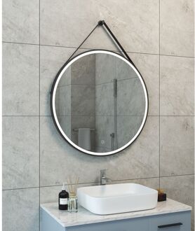 Boss & Wessing Spiegel Rond met Band BWS Snow Ledverlichting en Spiegelverwarming 80 cm Mat Zwart