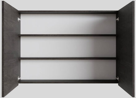 Boss & Wessing Spiegelkast BWS Cube 100x70x16 cm 2 Deuren Donkerbruin