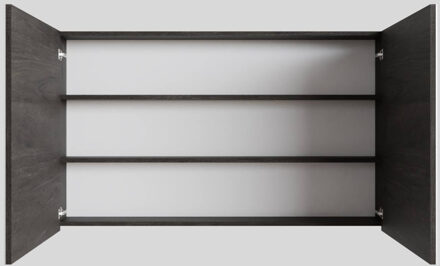 Boss & Wessing Spiegelkast BWS Cube 120x70x16 cm 2 Deuren Donkerbruin