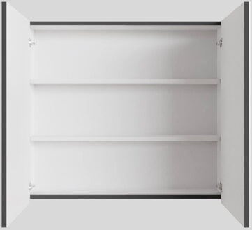 Boss & Wessing Spiegelkast BWS Cube 80x70x16 cm 2 Deuren Antraciet met Mat Wit