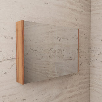 Boss & Wessing Spiegelkast BWS Riga 100 cm, 2 Deuren Walnoot