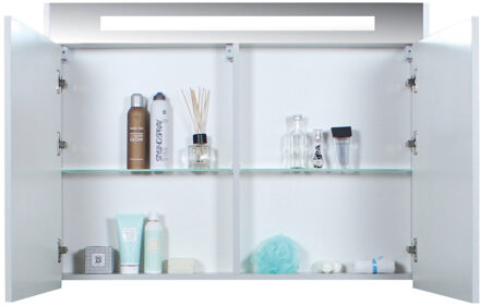 Boss & Wessing Spiegelkast BWS Salt 1 Deur Met LED 60x60 cm Incl. Planchetten Ice White Wit