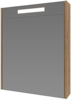 Boss & Wessing Spiegelkast BWS Salt 1 Deur Met LED 60x60 cm Incl. Planchetten Whisky Oak Bruin