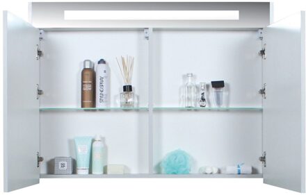 Boss & Wessing Spiegelkast BWS Salt 2 Deuren Met LED 80x74 cm Incl. Planchetten Ice White Wit