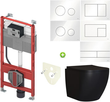 Boss & Wessing TECE Profil Toiletset set65 Mudo Randloos Mat Zwart met TECE Drukplaat