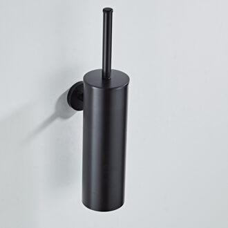 Boss & Wessing Toiletborstelhouder BWS Nero met Wandhouder Mat Zwart Wit Chroom
