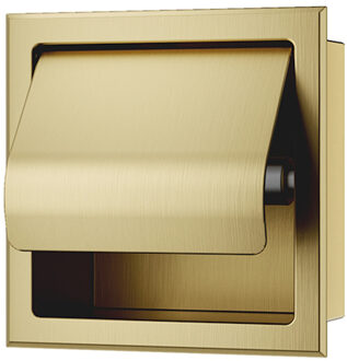 Boss & Wessing Toiletrolhouder Inbouw BWS Milan Met Klep Geborsteld Messing Boss & Wessing
