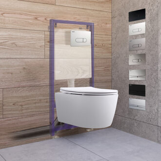 Boss & Wessing Toiletset Budget 93 Mudo Randloos Met Zitting Mat Wit Met B&W Drukplaat Boss & Wessing